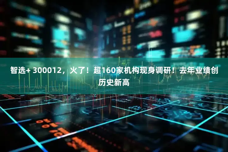智选+ 300012，火了！超160家机构现身调研！去年业绩创历史新高